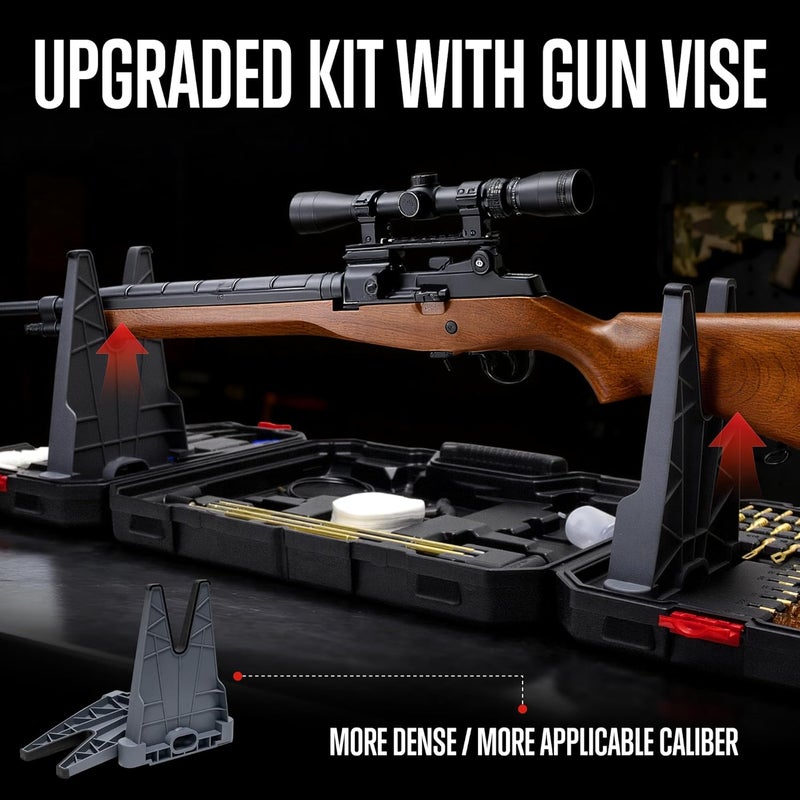 GLORYFIRE Elite Gun Cleaning Kit Universal Gun Cleaner for Shotgun, Pistol with Plastic Gun Holder, Reinforced and Lengthened Rods and Steel Wire, Gifts for Men, Dad, Husband - Image 2